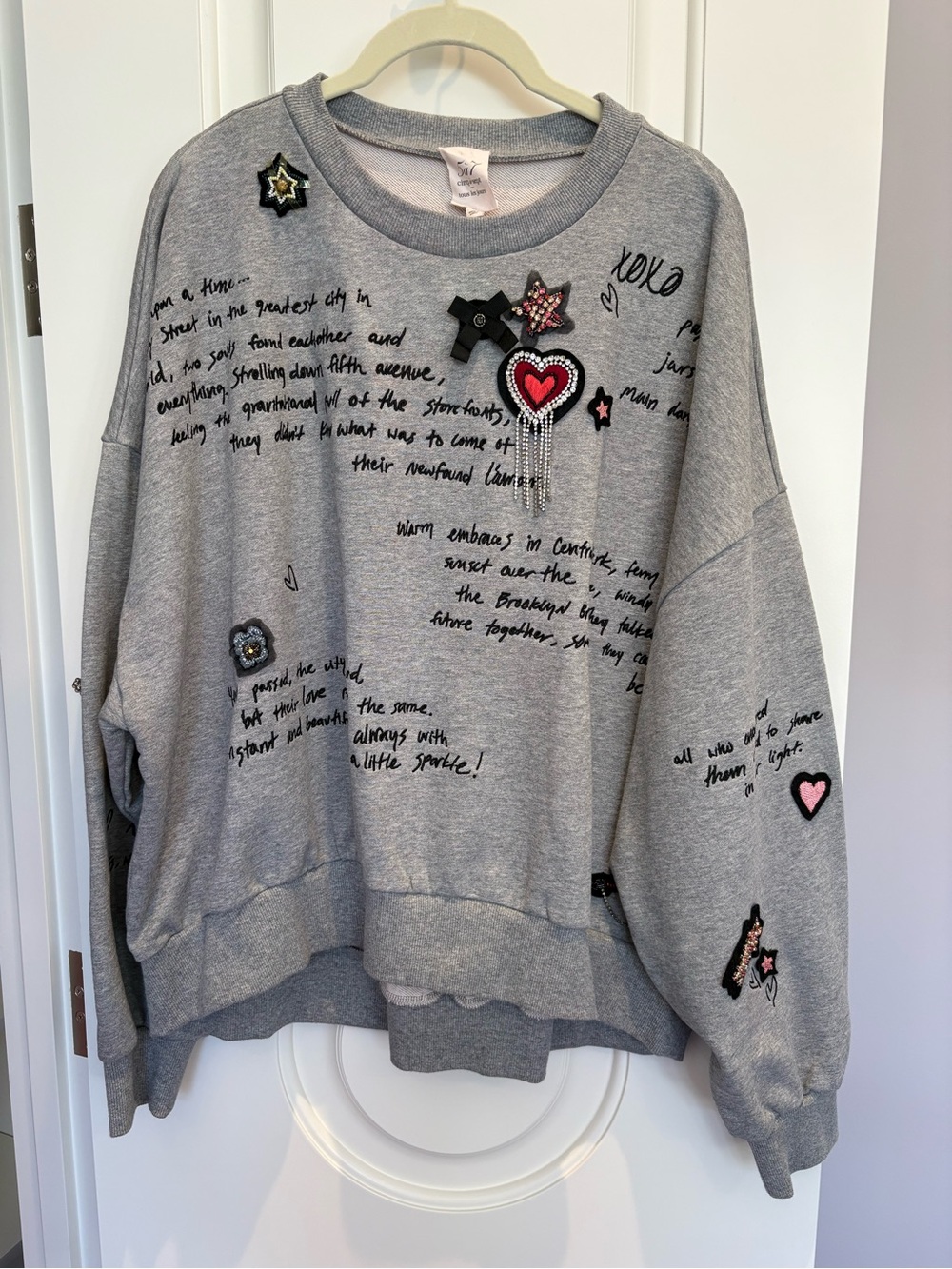 cinq a sept Gray Embellished Script Sweatshirt